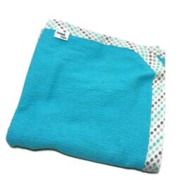 Aqua Blue Baby Swaddle Blanket Cotton Spandex, Smocked Stretch Knit - thumbnail 2