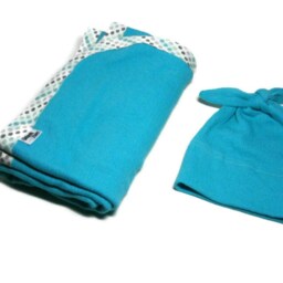 Aqua Blue Baby Swaddle Blanket Cotton Spandex, Smocked Stretch Knit - thumbnail 4