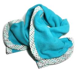 Aqua Blue Baby Swaddle Blanket Cotton Spandex, Smocked Stretch Knit