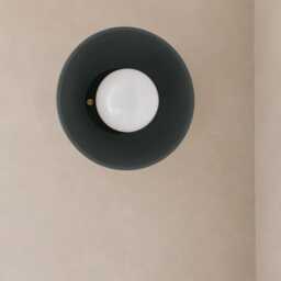 Small Pompeii - Ceramic Flush Mount Wall Sconce Handmade Minimalist Dome Light Fixture in Shadow Charcoal Gray - thumbnail 3