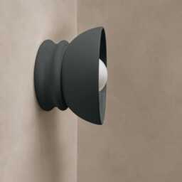 Small Pompeii - Ceramic Flush Mount Wall Sconce Handmade Minimalist Dome Light Fixture in Shadow Charcoal Gray - thumbnail 2
