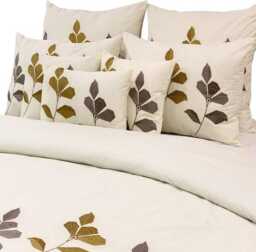 King, Queen & Twin Size Ivory Decorative Duvet Cover Set, Cotton Embroidery, Nature Floral Modern - Abstract Embroidery - thumbnail 2