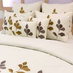King, Queen & Twin Size Ivory Decorative Duvet Cover Set, Cotton Embroidery, Nature Floral Modern - Abstract Embroidery - thumbnail 4