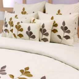 King, Queen & Twin Size Ivory Decorative Duvet Cover Set, Cotton Embroidery, Nature Floral Modern - Abstract Embroidery - thumbnail 4