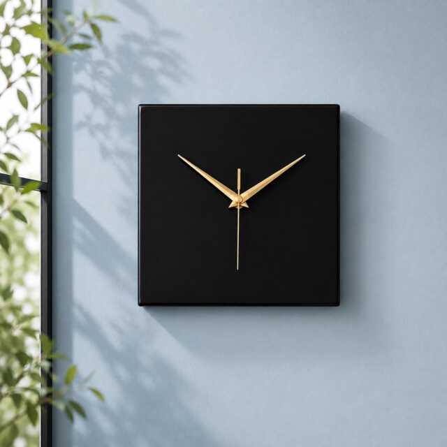 Modern Minimalist Black Square Wall Clock, Contemporary Home Decor, 20cm, Silent Non-Ticking - image 1