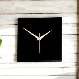 Modern Minimalist Black Square Wall Clock, Contemporary Home Decor, 20cm, Silent Non-Ticking - thumbnail 4