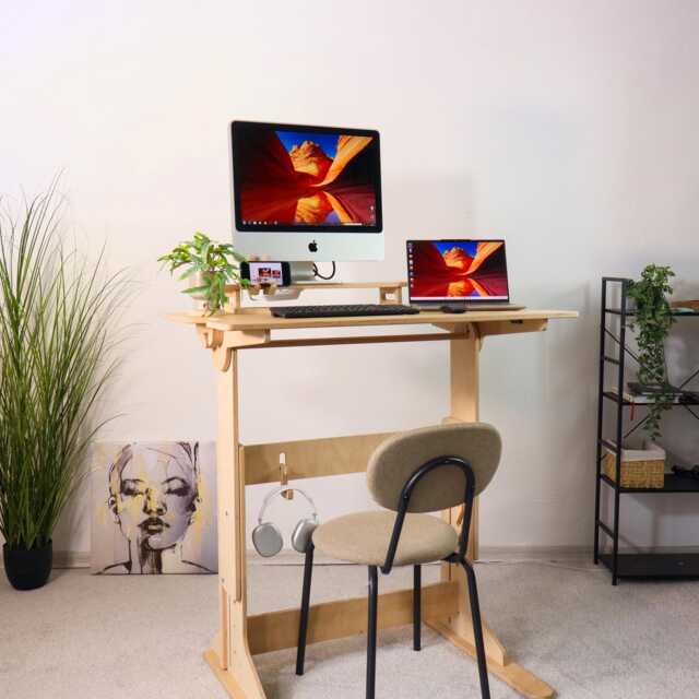 Plywood Standing Desk Ergonomic Folding Home Office Furniture - image 1