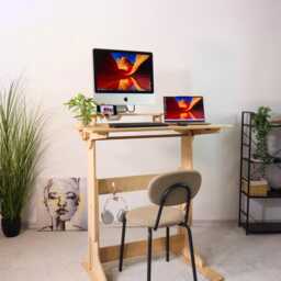 Plywood Standing Desk Ergonomic Folding Home Office Furniture - thumbnail 1