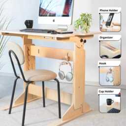 Plywood Standing Desk Ergonomic Folding Home Office Furniture - thumbnail 3