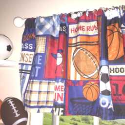 All Sports Patchwork Valance ~ Football, Baseball, Soccer, Basketball 70 Inches Wide - thumbnail 3