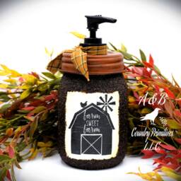 Farm Sweet Farm, Grubby Mason Jar Soap Dispenser Rustic Bathroom Decor - thumbnail 2