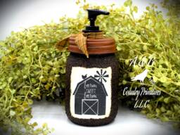 Farm Sweet Farm, Grubby Mason Jar Soap Dispenser Rustic Bathroom Decor