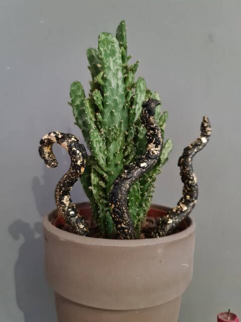 One - Black Octopus Tentacles Plant Decor, Polymer Clay Monster Adornment - image 1