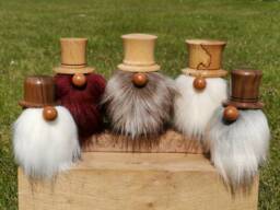 Wooden Gonk Figures, Hand Made On A Wood Turning Lathe, Ideal For That Unique Birthday Gnome Or Christmas Secret Santa Tomte Holiday Gift - thumbnail 1