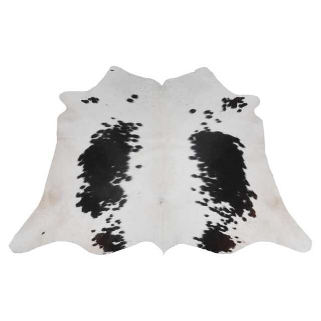 Genuine Black & White Cowhide Rug - Medium Natural Leather For Stylish Home Decor - image 1