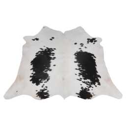 Genuine Black & White Cowhide Rug - Medium Natural Leather For Stylish Home Decor - thumbnail 1