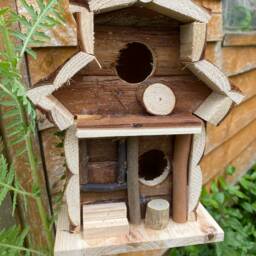 Bark Bird House Feeder Hanging Box Perch Wooden Feeding Display Nest Wildlife Gift Garden Decor - thumbnail 2