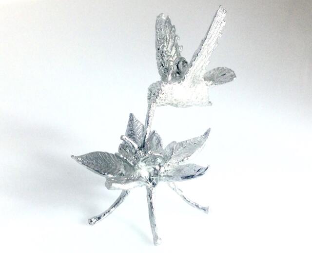 Hummingbird On Columbine Flower, Each Is Life Size, Sculpted & Cast By Don Norris With Lead Free Pewter in Tucson, Arizona - image 1