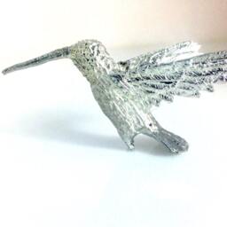 Hummingbird On Columbine Flower, Each Is Life Size, Sculpted & Cast By Don Norris With Lead Free Pewter in Tucson, Arizona - thumbnail 2