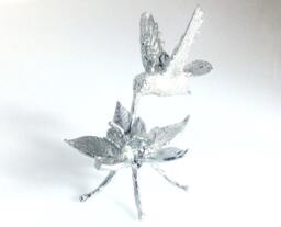Hummingbird On Columbine Flower, Each Is Life Size, Sculpted & Cast By Don Norris With Lead Free Pewter in Tucson, Arizona - thumbnail 1