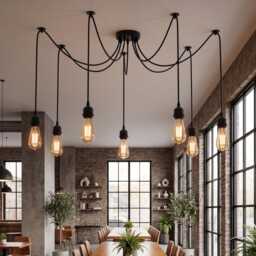 Spider Pendant Chandelier Modern Industrial Ceiling Light, Adjustable - thumbnail 1