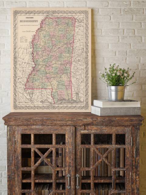 Mississippi Map - Vintage Of Fine Art Print Gift - image 1