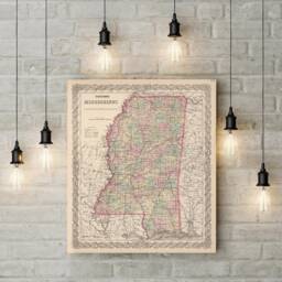 Mississippi Map - Vintage Of Fine Art Print Gift - thumbnail 3