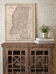 Mississippi Map - Vintage Of Fine Art Print Gift - thumbnail 1