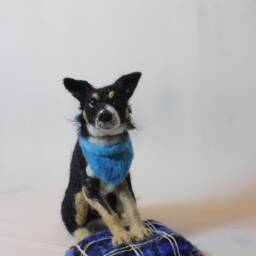 Custom Needle Felted Dog Sculpture Handmade Pet Replica - thumbnail 2
