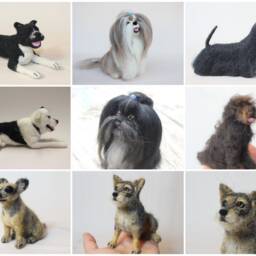 Custom Needle Felted Dog Sculpture Handmade Pet Replica - thumbnail 4