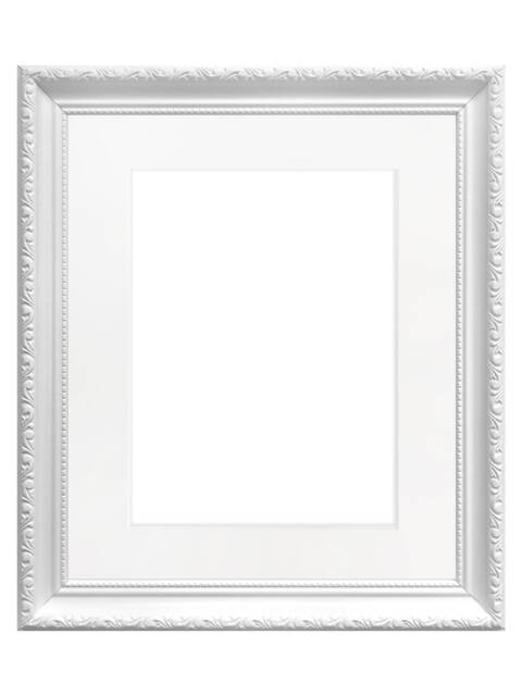 Shabby Chic White Photo Frame Ornate Patterned Picture Frame With Mount - image 1