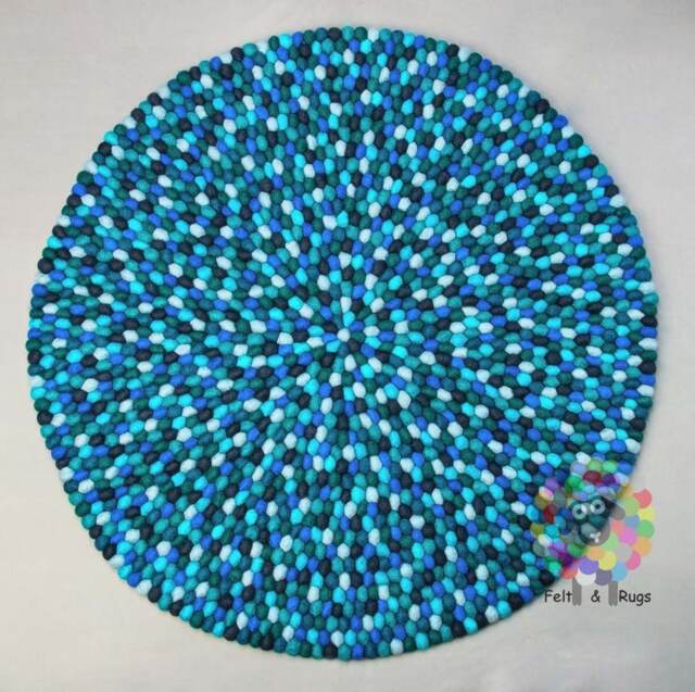 Handmade Wool Felt Ball Rug Round Nursery Rug - image 1