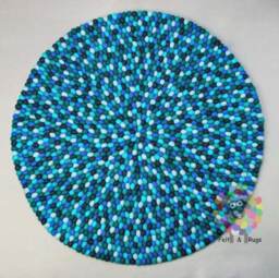 Handmade Wool Felt Ball Rug Round Nursery Rug - thumbnail 1