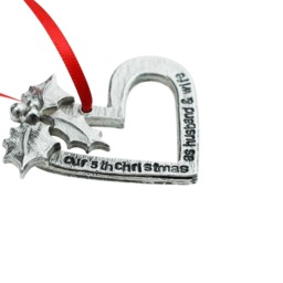 5 Year Anniversary Christmas Tree Ornament - Reads Our 5Th As Husband & Wife - thumbnail 3