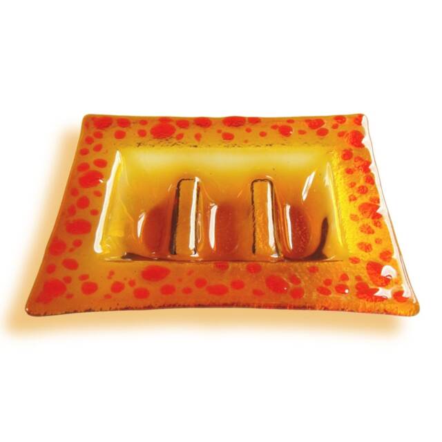 Amber & Orange Murano Glass Soap Dish - Lapilli Series, Fused Dish, Unique Gift Made in Italy - image 1