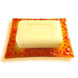 Amber & Orange Murano Glass Soap Dish - Lapilli Series, Fused Dish, Unique Gift Made in Italy - thumbnail 2