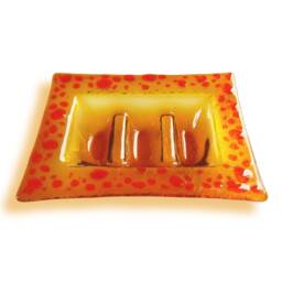 Amber & Orange Murano Glass Soap Dish - Lapilli Series, Fused Dish, Unique Gift Made in Italy