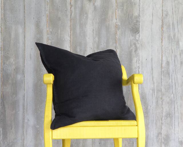 Black Linen Euro Sham For Scandinavian, Zen & Japandi Style Interior Decor - image 1