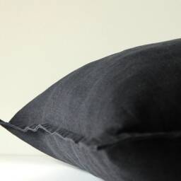 Black Linen Euro Sham For Scandinavian, Zen & Japandi Style Interior Decor - thumbnail 4