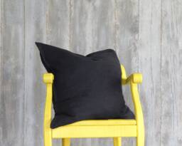 Black Linen Euro Sham For Scandinavian, Zen & Japandi Style Interior Decor - thumbnail 1