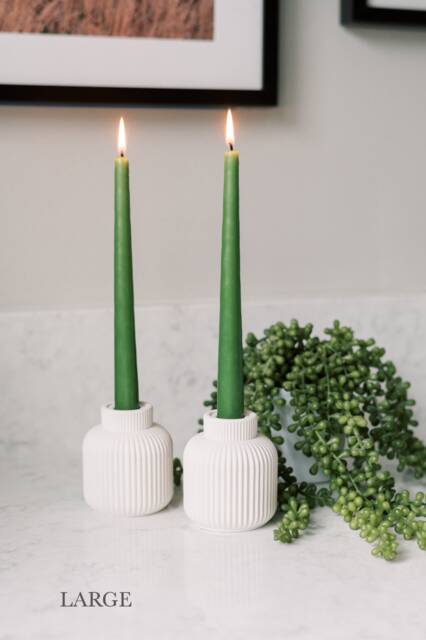 Large Ribbed Concrete Taper Candle Holder - image 1