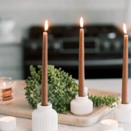 Large Ribbed Concrete Taper Candle Holder - thumbnail 2