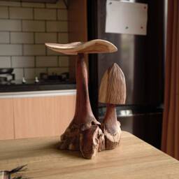 Large Mushroom Sculpture 12 Inch/30, Wooden Carving, Home Decor, Room Personalized Statue, Living Room, Office Gift Idea - thumbnail 4