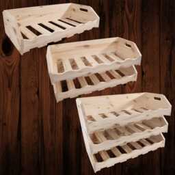 Assembled Wooden Freestanding Stackable Wine Rack Display Cellar Storage Holder Shelf - 6-18 Bottles Plain Pine Natural Solid Wood - thumbnail 2
