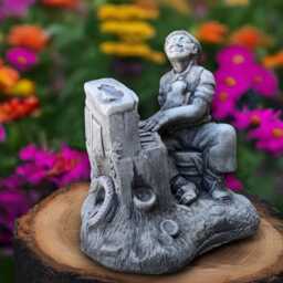 Outdoor Piano Man Sculpture Concrete Figurine Stone Person Decoration Garden Player Ornament & Home Statue Lover Gift - thumbnail 2