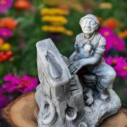 Outdoor Piano Man Sculpture Concrete Figurine Stone Person Decoration Garden Player Ornament & Home Statue Lover Gift - thumbnail 3
