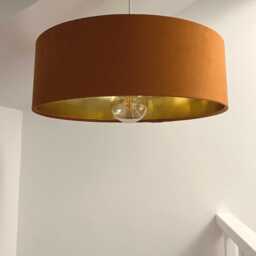 Velvet Ceiling Light Shade Extra Large Slim With Gold Lining, 13 Colours - thumbnail 3
