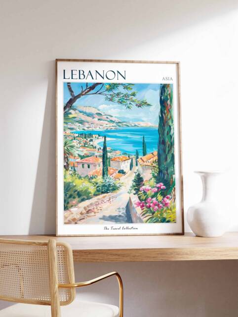 Lebanon Travel Poster Middle Eastern Landscape Art Print - image 1