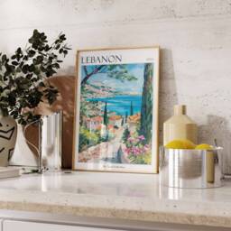 Lebanon Travel Poster Middle Eastern Landscape Art Print - thumbnail 2