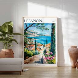 Lebanon Travel Poster Middle Eastern Landscape Art Print - thumbnail 3